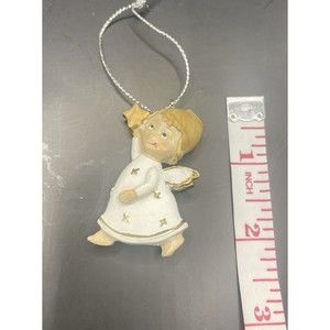 Vintage Christmas Angel Ornament Gold Star 2”